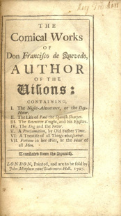 Q007.- QUEVEDO VILLEGAS, Francisco de. The Comical works. 1707