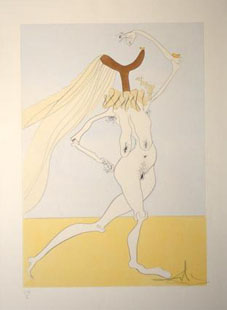 A002.- Salvador Dalí : No aux voilettes (Desnudo con velos) de las Visiones de Quevedo